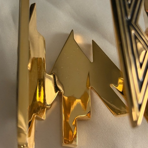 Balmain Gold & Black Metal Geometric Cuff Bracelet EUC $1200+ - Picture 8 of 13